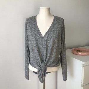 Abercrombie & Fitch Grey Front Tie Button Down Cardigan